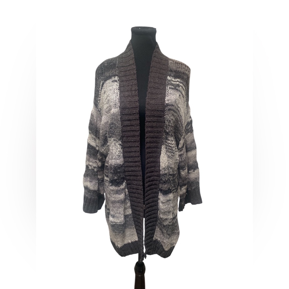 Caslon Black and Gray Striped Cardigan GUC M